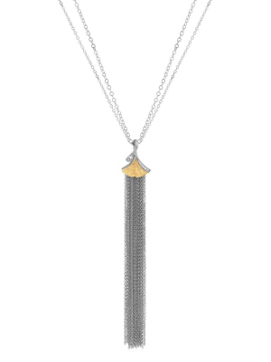 Butterfly Ginkgo Tassel Pendant Necklace With Diamonds