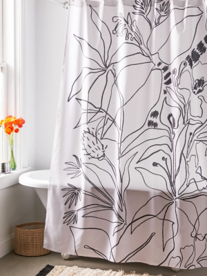 Megan Galante For Deny Charcoal Tropics Shower Curtain