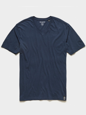 Made In L.a. Premium Jersey V Neck Tee In Navy