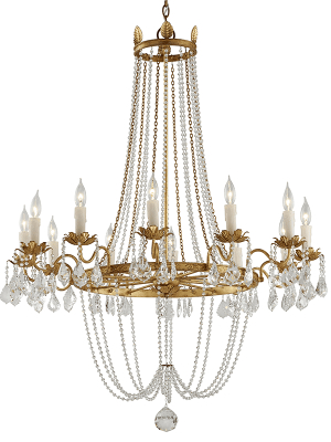 Viola 12lt Chandelier Large Distressed Gold Leaf