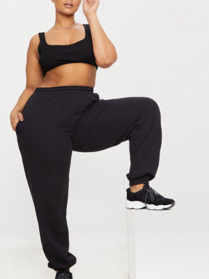 Plus Black Casual Cuffed Joggers