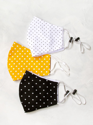 Triple Layer Cotton Mask With Filter Pocket, Polka Dot