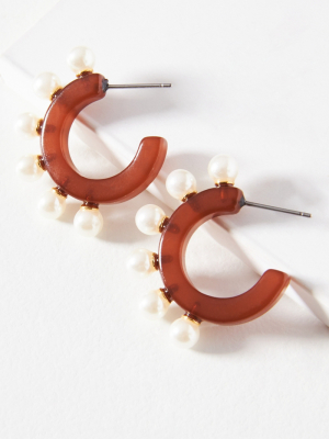 Lele Sadoughi Pearl Huggie Hoop Earrings