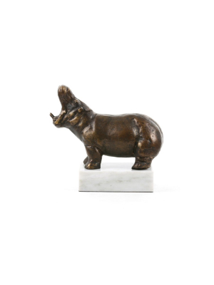 Hippo Statue On Marble Stand