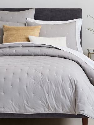 Washed Cotton Percale Quilt & Shams - Platinum