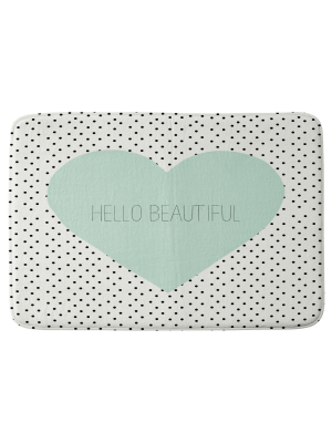 Allyson Johnson Hello Beautiful Heart Cushion Bath Mat Mint - Deny Designs