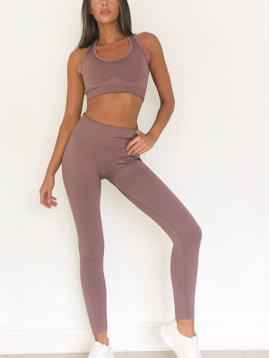 Mocha High Waist Seamless Gym Leggings