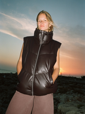 Faux Leather Padded Vest