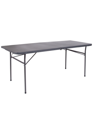 Flash Furniture 6-foot Bi-fold Plastic Banquet And Event Folding Table With Carrying Handle