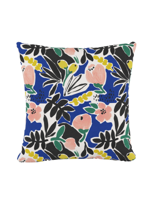 Cobalt Floral Throw Pillow - Cloth & Company