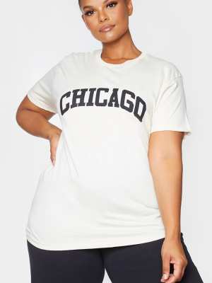 Plus Stone Chicago Oversized Slogan T Shirt