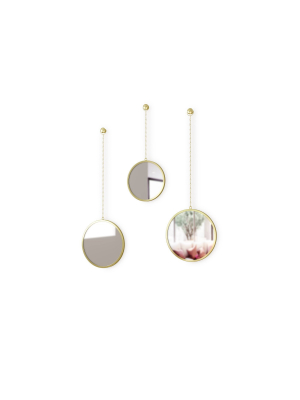 Set Of 3 Dima Round Decorative Wall Mirrors Brass - Umbra