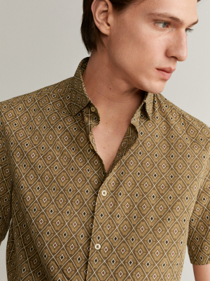 Slim Fit Printed Cotton Shirt