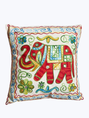 Red Handmade Elephant Pillow