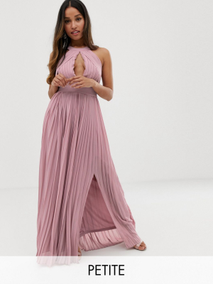 Tfnc Petite Bridesmaid Exclusive Pleated Maxi Dress In Pink