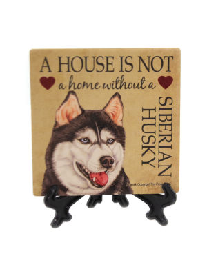 Animal 4.0" Siberian Husky - House Stone Coaster Easel Sjt Enterprises - Coasters