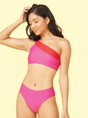 The Sidestroke Bikini Top - Hibiscus & Lava
