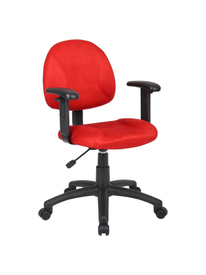 Microfiber Deluxe Posture Chair With Adjustable Arms Red - Boss Office Products