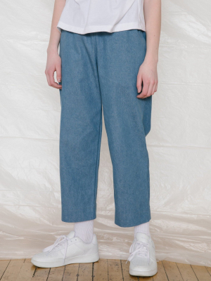 Slack Pants In Medium Blue Denim