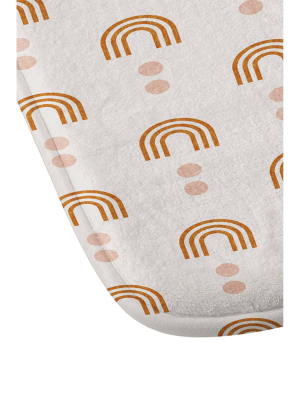 Little Arrow Design Co Aria Geometric Rainbows Memory Foam Bath Mat Orange - Deny Designs