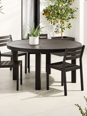 Portside Aluminum Outdoor 58" Round Dining Table & 6 Dining Chairs Set