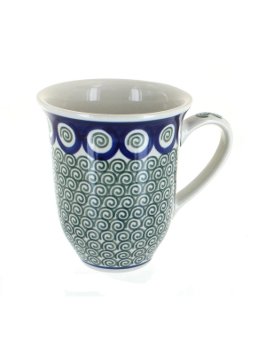 Blue Rose Polish Pottery Peacock Swirl Large Coffee Mug