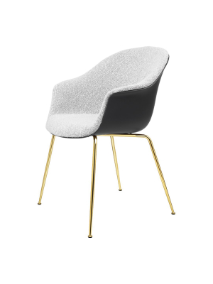 Bat Dining Chair - Brass Semi Matt Conic Base - Front Upholstered