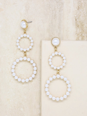 Night Out Double Pearl Hoop 18k Gold Plated Drop Earrings