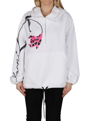 Marni Floral Printed Half-zip Hoodie