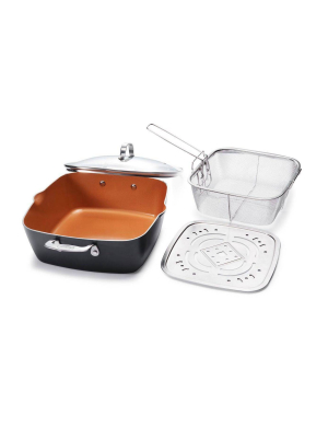 As Seen On Tv Gotham Steel Ti-cerama 11" Deep Square Pan With Lid