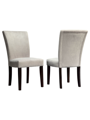 Set Of 2 Amity Parson Dining Chair Wood Silver Chenille - Inspire Q