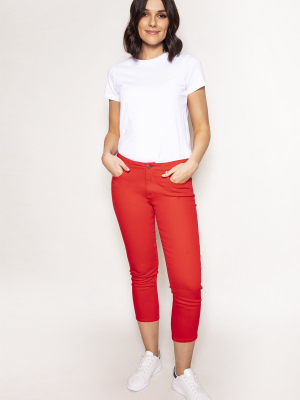 Straight Crop Chino Jeans In Red