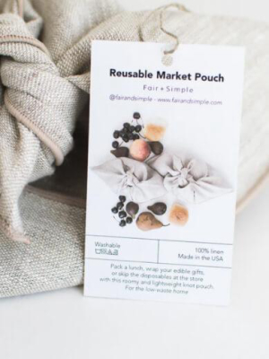 Fair + Simple Reusable Linen Market Pouch Set Of Two