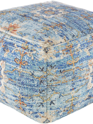 Devonshire Woven Pouf In Sky Blue