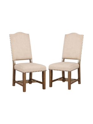 Set Of 2 Jellison Transitional Fabric Dining Chair Light Oak - Iohomes