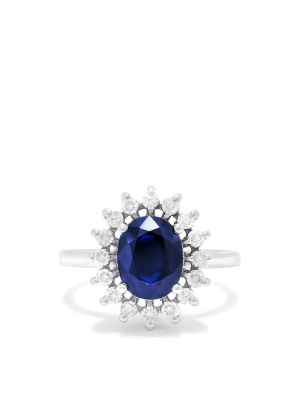 Effy Royalty 14k White Gold Blue Sapphire And Diamond Ring, 2.29 Tcw