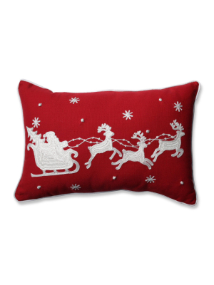 11.5"x18.5" Santa Sleigh & Reindeers Lumbar Throw Pillow - Pillow Perfect