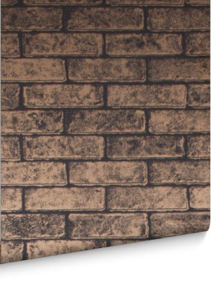 Metallic Brick Wallpaper In Bronze Black From The Exclusives Collection By Graham & Brown