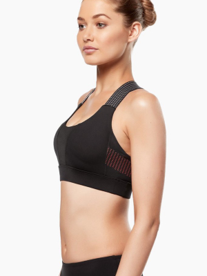 Georgia Wide Criss Cross Back Sports Bra - Hyper Slide Black