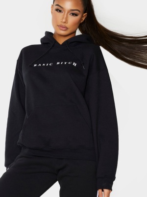 Black Oversized Basic Bitch Hoodie