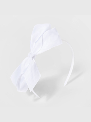 Girls' Solid Ribbon Bow Headband - Cat & Jack™ White