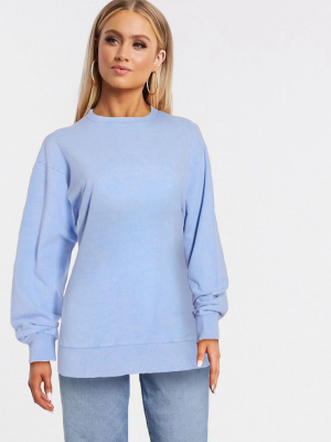 Asos Design Oversized Washed Sweatshirt In Cornflower Blue