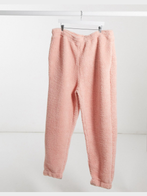 Asos Design Co-ord Oversized Teddy Fleece Sweatpants In Pink
