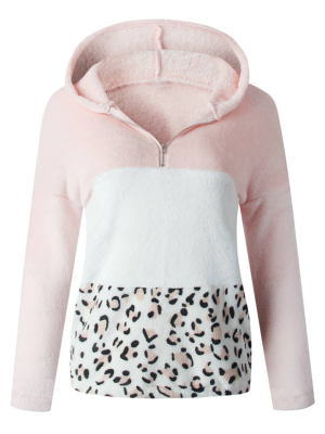 'uri' Color Block Leopard Print Fleece Pullover (3 Colors)