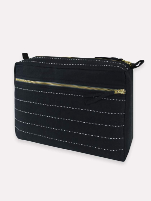 Pin Stitch Large Toiletry Bag - Charcoal