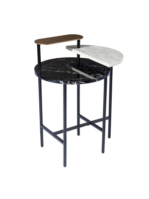 Klindells Faux Marble End Table Black/gold - Aiden Lane