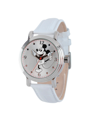 Women's Disney Mickey Mouse Shinny Vintage Articulating Watch With Alloy Case - White