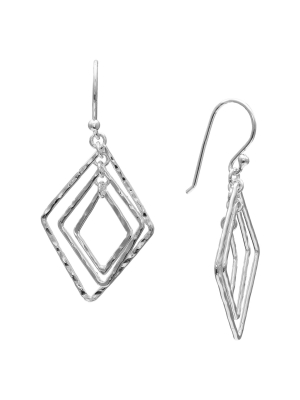 Hammered Kite Drop Earrings In Sterling Silver - Gray (1.6")