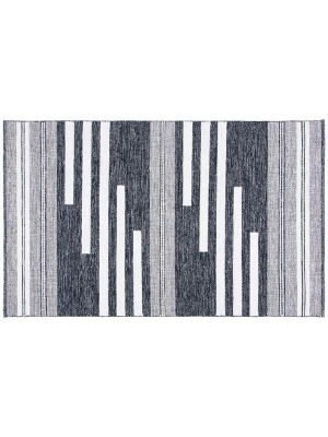 Ivory And Black Beachy Boho Tribal Rug