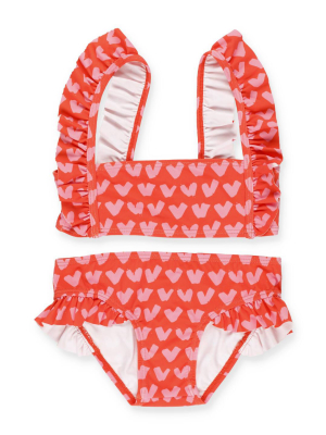 Stella Mccartney Kids Heart Print Ruffled Bikini Set